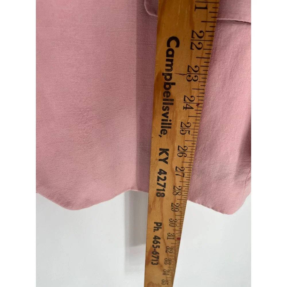 Nautica Linen Blend Blazer Sport Coat Men 44R Pink‎ Map Print Lining Hamptons